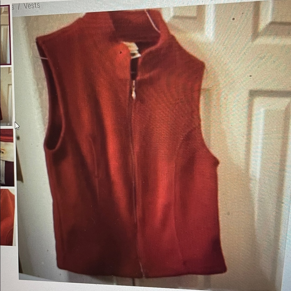 Talbots red velour zip up sleeveless vest M